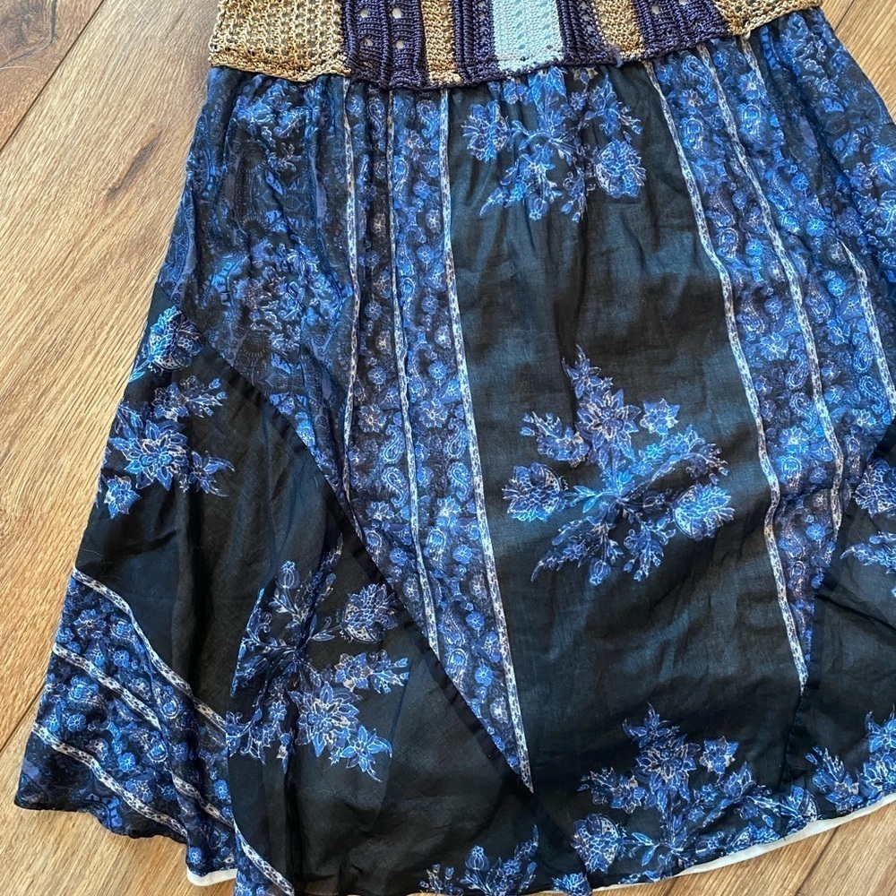 Free People Fairycore boho whimsical floral festival mini dress crochet bodice - Picture 6 of 13